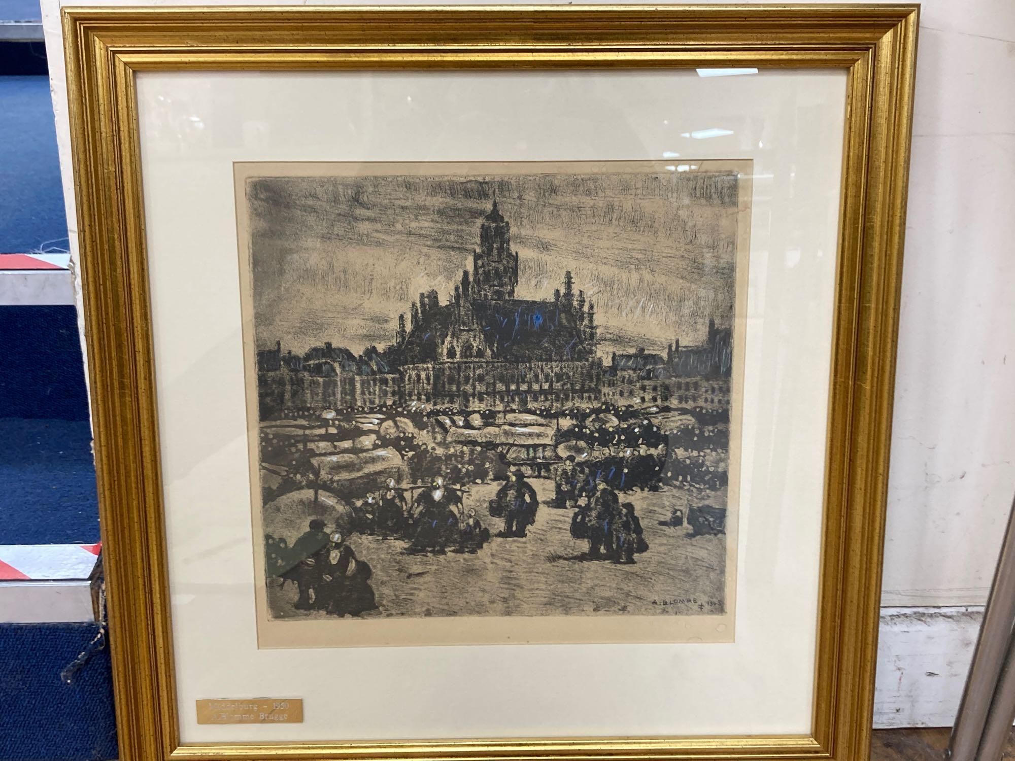 Alfons Blomme (1889-1979), a black and white print, Middelburg - 1950, 34 x 34cm